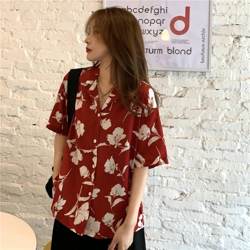 เสื้อเชิ้ตแขนสั้น ลายดอกวินเทจ ใส่ได้ทั้งชายและหญิง thumbnail 6