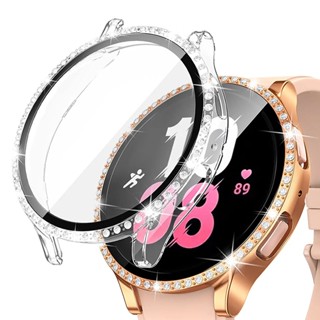 เคสเพชร + ฝาครอบกันชน PC กระจก + ตัวป้องกันหน้าจอ สําหรับ samsung Galaxy watch 5 4 44 มม. 40 มม. Galaxy watch4 5