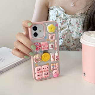 เคสโทรศัพท์มือถือ ลายการ์ตูน 3D มีกาวในตัว สีชมพู สําหรับ iPhone 11 13 14 12promax 12Pro 12 13Pro 13promax 14Pro 14promax