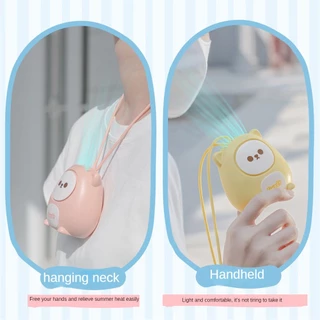 พร้อมส่ง！！พัดลมUSB ขนาดเล็ก แบบพกพา พร้อมเชือกคล้องคอ แบบชาร์จไฟได้ 360 °พัดลมระบายความร้อน หมุนได้ ลายการ์ตูนน่ารักๆ