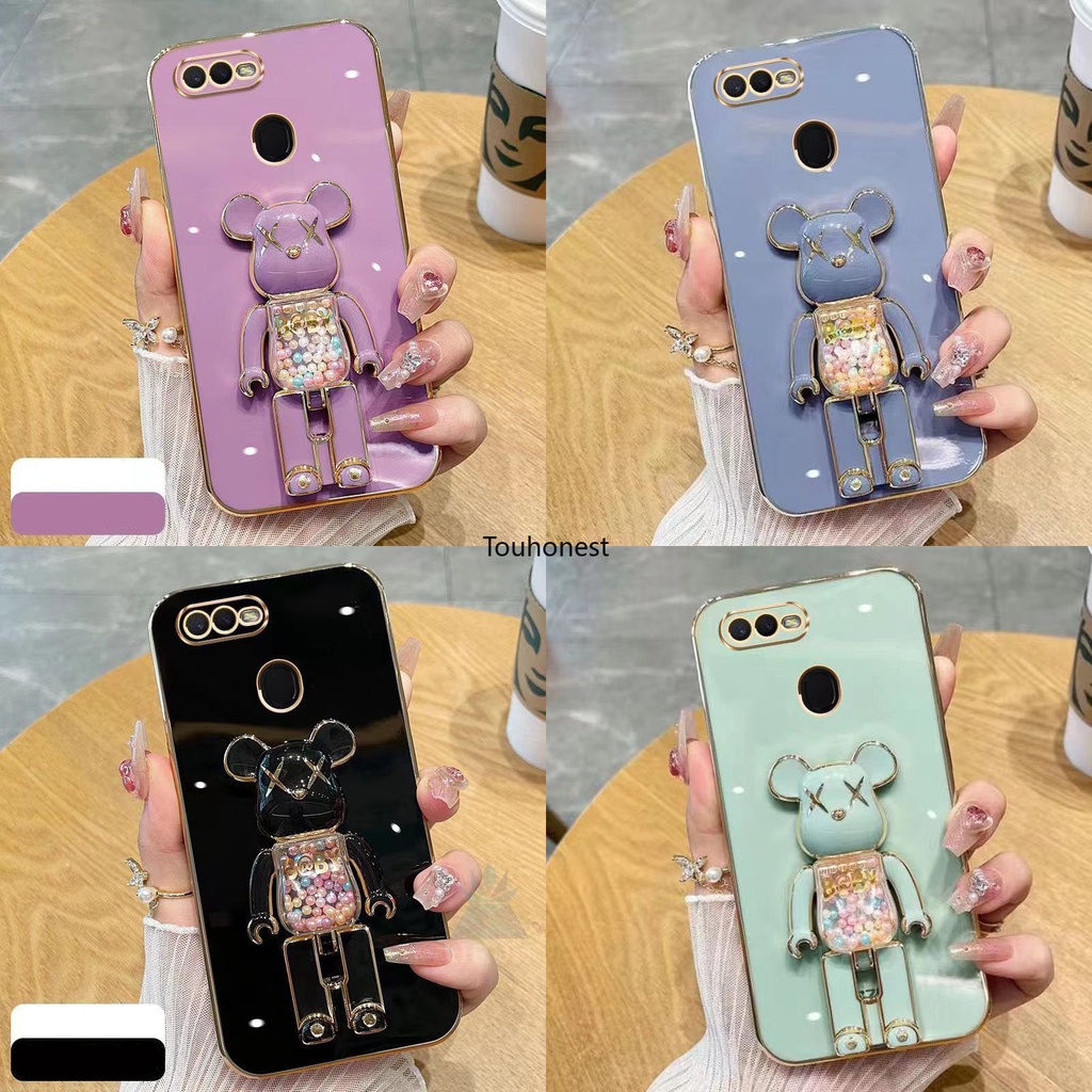 เคส Oppo A5S A7 A12 A3S A71 A11K A1K F7 F5 Plus F5 Youth F9 Pro Oppo A12E Silicone Cartoon Anime Cute Kaws Bear Stand Phone Cover Cassing Cases Case TX โทรศัพท์มือถือ