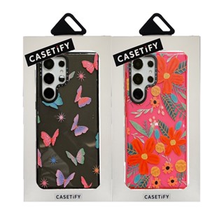 CASETIFY เคสโทรศัพท์มือถือ TPU นิ่ม กันกระแทก ลายดอกไม้ ผีเสื้อ สร้างสรรค์ หลากสี สําหรับ Samsung Galaxy S23 Ultra Plus S22 Ultra