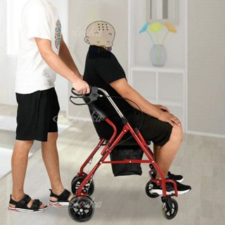 Rollator รถเข็นผู้ป่วยหัดเดิน พับเก็บได้มี6ล้อและที่พักเท้า รถเข็นสำหรับผู้สูงอายุรถเข็นช่วยพยุงเดินรถเข็นคนชรารถเข็นหัด