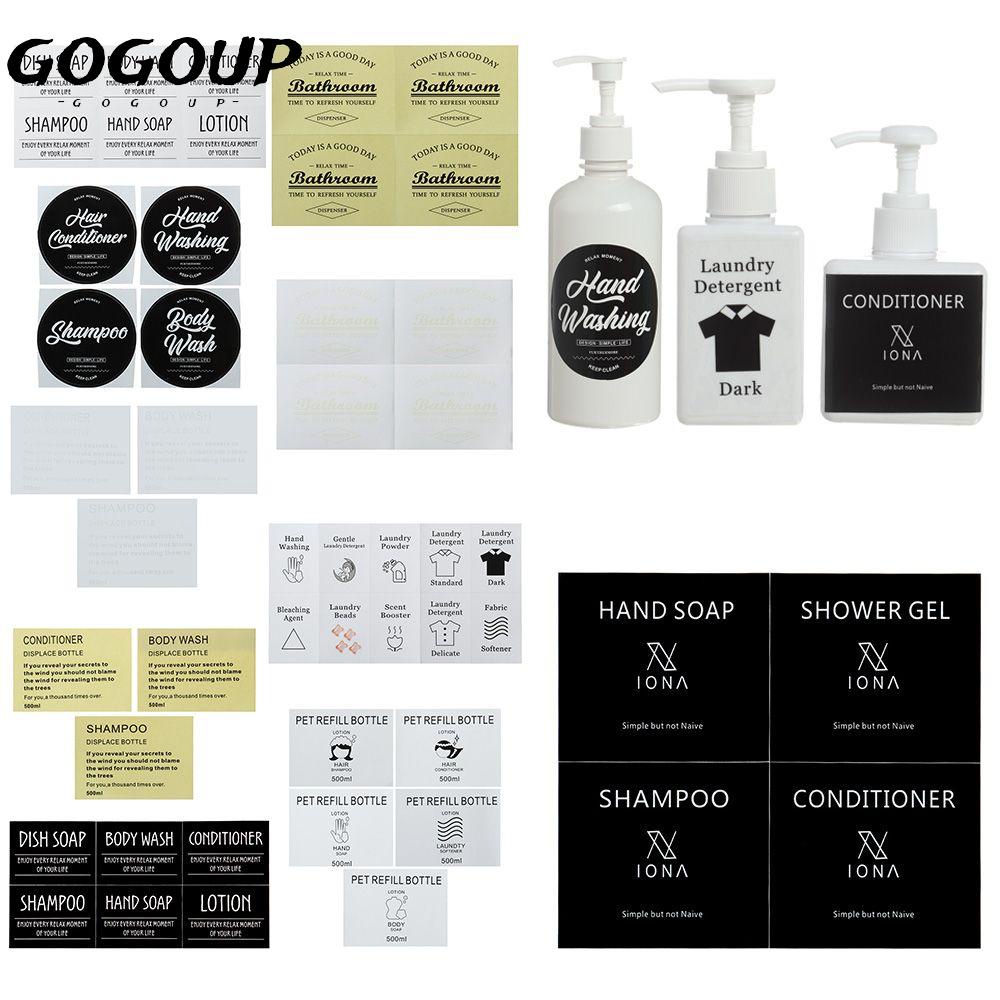 Gogoup สติกเกอร์มาร์กเกอร์ รีฟิล กันน้ํา สําหรับติดขวดแชมพู สบู่