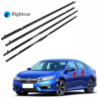 Flightcar สายพานซีลประตูหน้าต่างรถยนต์ โครเมี่ยม สีดํา สําหรับ Honda Civic [2016 2017 2018 2019 2020 FC