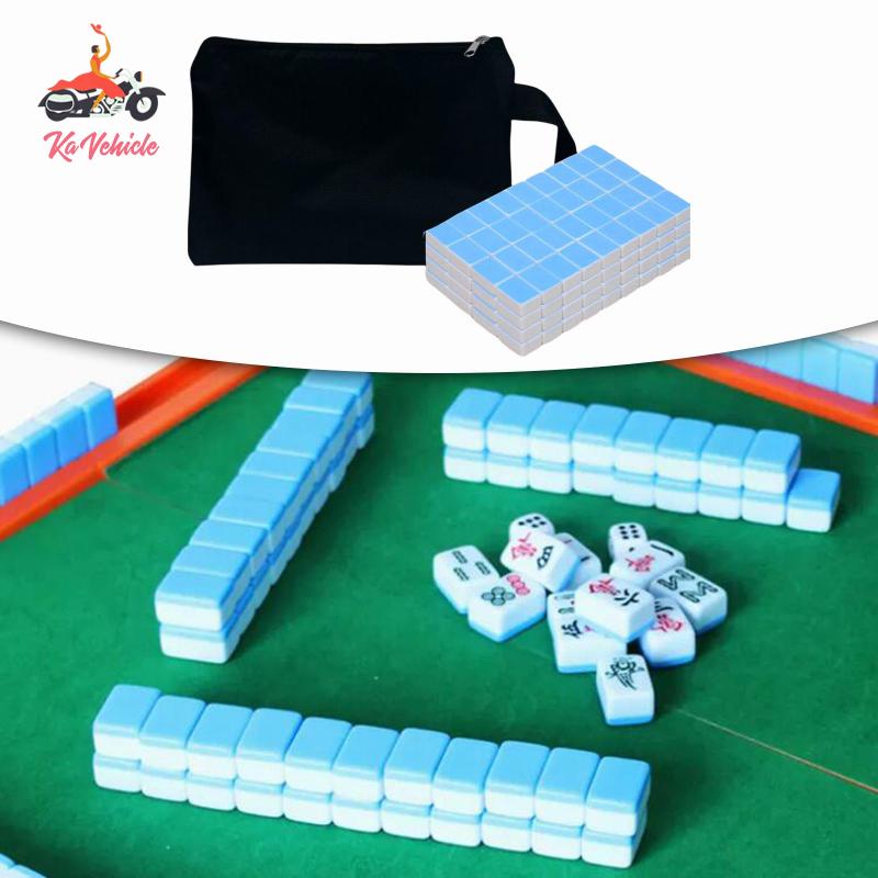 [Whstrong] Travel Mini Mahjong, Tiles Games Board Game, with Storage Bag, Leisure Time Game, 144 Til