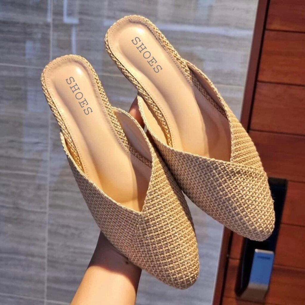 ไชร36-41พร้อมส่ง~SH-043-สลิปเปอร์สานหัวแหลม-1นิ้ว+กล่องรองเท้า