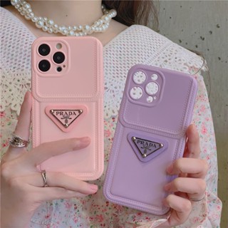 เคสโทรศัพท์มือถือแบบนิ่ม ลายแบรนด์แฟชั่น สีชมพู สีม่วง สําหรับ Iphone 13 Pro Max 14 Pro Max 11 12 Pro Max