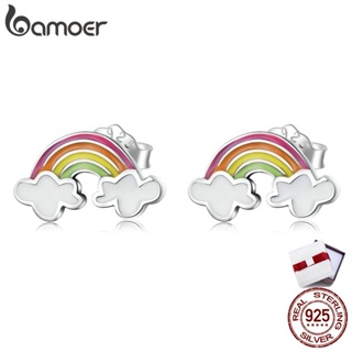 BAMOER sterling silver 925 Rainbow clouds shape earring fashion accessories suitable SCE1339