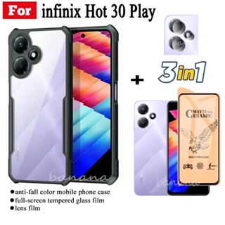 3 in1 เคสโทรศัพท์กันกระแทก สําหรับ infinix Hot 30 play ฟิล์มฝ้าเซรามิก + ฟิล์มเลนส์กล้อง