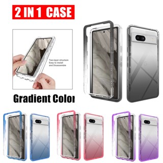 Transparent Case For Google Pixel 7 Pro 7a Casing PC+TPU Gradient Color Shockproof Back Phone Case for Pixel 6 Pro 6a Bumper Protection Cover