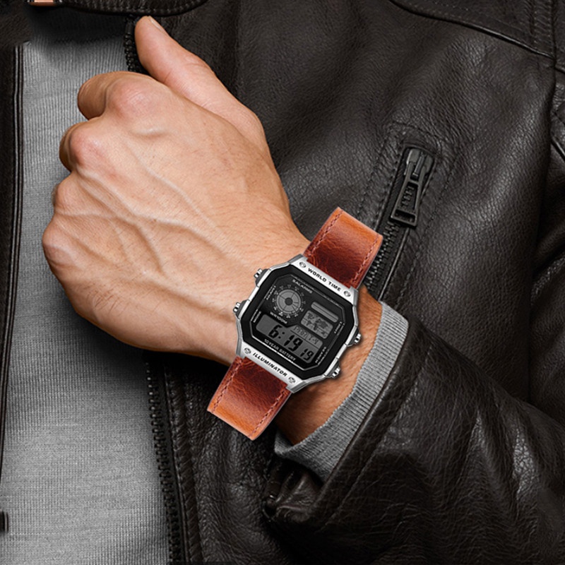 สายนาฬิกาข้อมือ หนังวัวแท้ 18 มม. สไตล์เรโทร สําหรับ Casio G-Shock AE-1200WH 1300 1000 A159 AQ-S810W MRW-200H