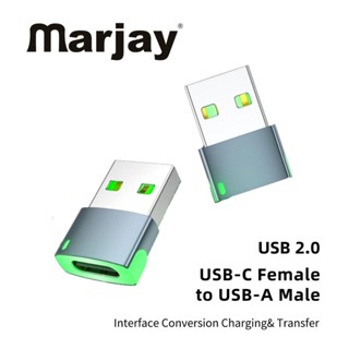 Marjay อะแดปเตอร์แปลงข้อมูล Type C ตัวเมีย เป็น USB-A ตัวผู้ พร้อมไฟ LED