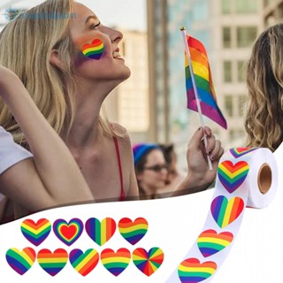 สติกเกอร์ฉลาก LGBT รูปหัวใจ สีรุ้ง สําหรับติดตกแต่ง 500 ชิ้น