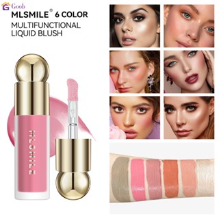 Mlsmile ลิควิดบลัชBlush ลิควิดบลัช บลัชออน Contouring สีติดทนนาน กันน้ํา Highlight อายแชโดว์ เมคอัพบํารุงผิวหน้าให้ความชุ่มชื้นตามธรรมชาติ ชาด บลัชออนเหลว【Goob】