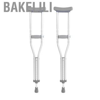 Bakelili 82cm Aluminum Alloy Push Button Adjustable Crutches with Pads Adult Walking Crutch