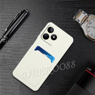 เคสโทรศัพท์มือถือ TPU แบบนิ่ม สีพื้น พร้อมช่องใส่บัตร สําหรับ Realme C53 C55 NFC 10 Pro+ Pro 5G Coca-Cola Edition 2023 RealmeC53