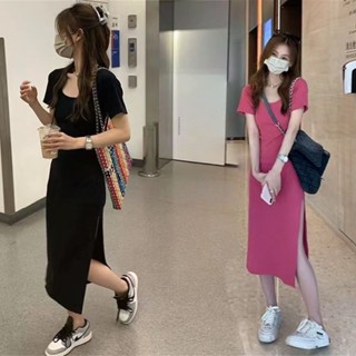 [HuuJing] ใหม่ ชุดเดรสกระโปรงยาว เข้ารูป เก็บสะโพก สีหวาน แฟชั่นฤดูร้อน สําหรับสตรี 2023