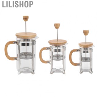 Lilishop Hand Pressed French Press Pot  Bamboo Handle French Press Coffee Maker High Temperature Resistant Sturdy  for Office for Friends for Home Party