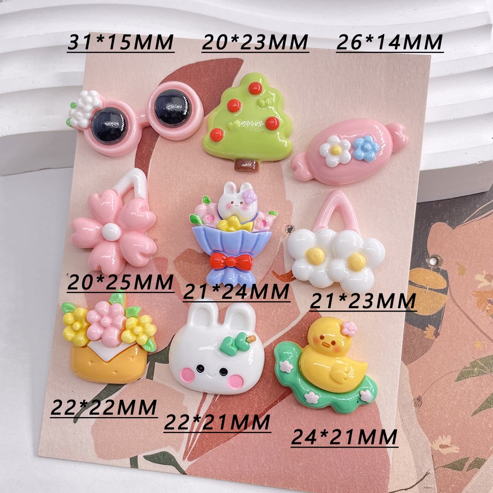 [3#] ชุดเครื่องประดับเรซิ่น รูปการ์ตูนกระต่าย ดอกไม้ แฮนด์เมด diy สําหรับรองเท้า FN