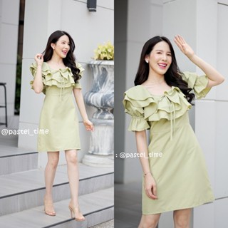 Bliss Ruffle dress – Lime สีเขียวมะนาว