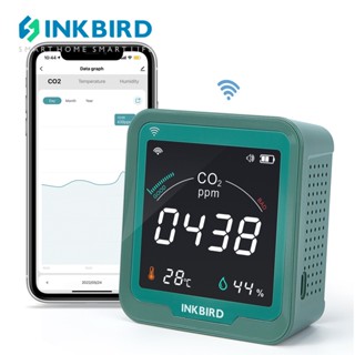 Inkbird INK-CO2W 3-In-1 Wi-Fi CO2 เครื่องตรวจจับคุณภาพอากาศ มอนิเตอร์คาร์บอนไดออกไซด์ พร้อมเซนเซอร์วัดอุณหภูมิความชื้น