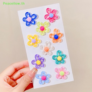 Peacellow แผ่นเรซิ่นใส ฉลุลายดอกไม้ หลากสี สําหรับตกแต่งสมุดภาพ โทรศัพท์ กล่องเก็บของ DIY 10 ชิ้น