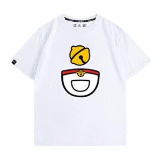 ผ้าฝ้ายแท้ Doraemon เสื้อยืดลายการ์ตูนโดราเอมอนกระเป๋าสมบัติเสื้อผ้าฝ้าย แขนสั้น Unisex