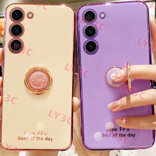 เคสโทรศัพท์มือถือ ชุบไฟฟ้า กันกระแทก พร้อมแหวนขาตั้ง สําหรับ Samsung Galaxy S22 Plus Ultra S22U A03 164 A23 A13 A04 4G A33 A53 A73 5G