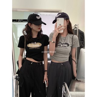 Suxi เสื้อยืด คอกลม แขนสั้น พิมพ์ลาย ทรงสลิมฟิต แฟชั่นเกาหลี สําหรับผู้หญิง