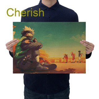 สติกเกอร์โปสเตอร์ พิมพ์ลายการ์ตูนนารูโตะ Cherish สไตล์วินเทจ สําหรับตกแต่งบ้าน