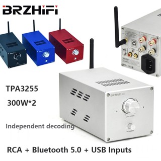 Brzhifi TPA3255 เครื่องขยายเสียงสเตอริโอดิจิทัล บลูทูธ 5.0 แนวตั้ง พลังงานสูง 300WX2 สีเงิน