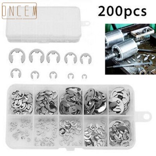 【ONCEMOREAGAIN】E-Clip Industrial Shaft Stainless Steel 200pcs Busines E-Shaft Circlip