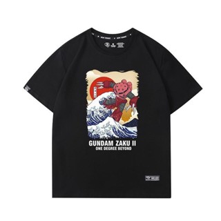 สีดำสีขาว เกม Mobile Suit Gundam and Kanagawa Surf MSM-07S ZGok แขนสั้นเสื้อผ้าฝ้ายพิมพ์ลายอ เกม แฟชั่น ลายสกรีนคมชัด