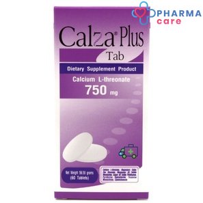 หมดอายุ  4/2025 CalZa-Plus Tab แคลซ่า-พลัส แคลเซียม แอล-ทรีโอเนต 750 mg. + แร่ธาตุ แบบเม็ด   60 เม็ด [Pcare]