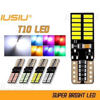 Iusiu หลอดไฟเลี้ยว LED T10 WY5W W5W 194 24SMD 4014 12V สําหรับติดป้ายทะเบียนรถยนต์ รถจักรยานยนต์