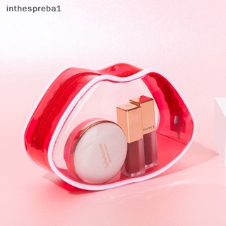 Inthespreba1^^ กระเป๋าเครื่องสําอาง PVC ใส กันน้ํา รูปริมฝีปาก สีแดง น่ารัก สําหรับผู้หญิง เดินทาง