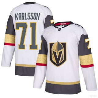 เสื้อยืดแขนยาว พิมพ์ลาย Ani NHL Vegas Golden Knights Jersey Karlsson สีขาว พลัสไซซ์