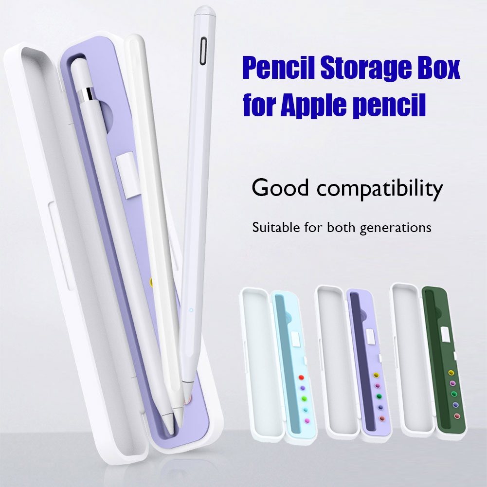 กล่องเก็บดินสอ ปากกา ซิลิโคน ABS แบบพกพา อุปกรณ์เสริม สําหรับ Apple Pencil 2 1 iPad