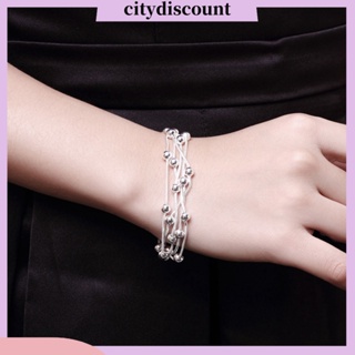 &lt;citydiscount&gt; สร้อยข้อมือ โซ่โลหะ ชุบเงิน ประดับลูกปัดกลม หลายชั้น เครื่องประดับแฟชั่น สําหรับผู้หญิง ของขวัญคริสต์มาส