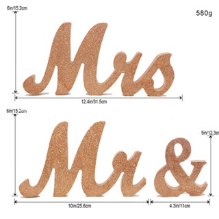 พร็อพตัวอักษร MR &amp; MRS สีทอง สีชมพู สําหรับตกแต่งงานแต่งงาน 15 ซม.