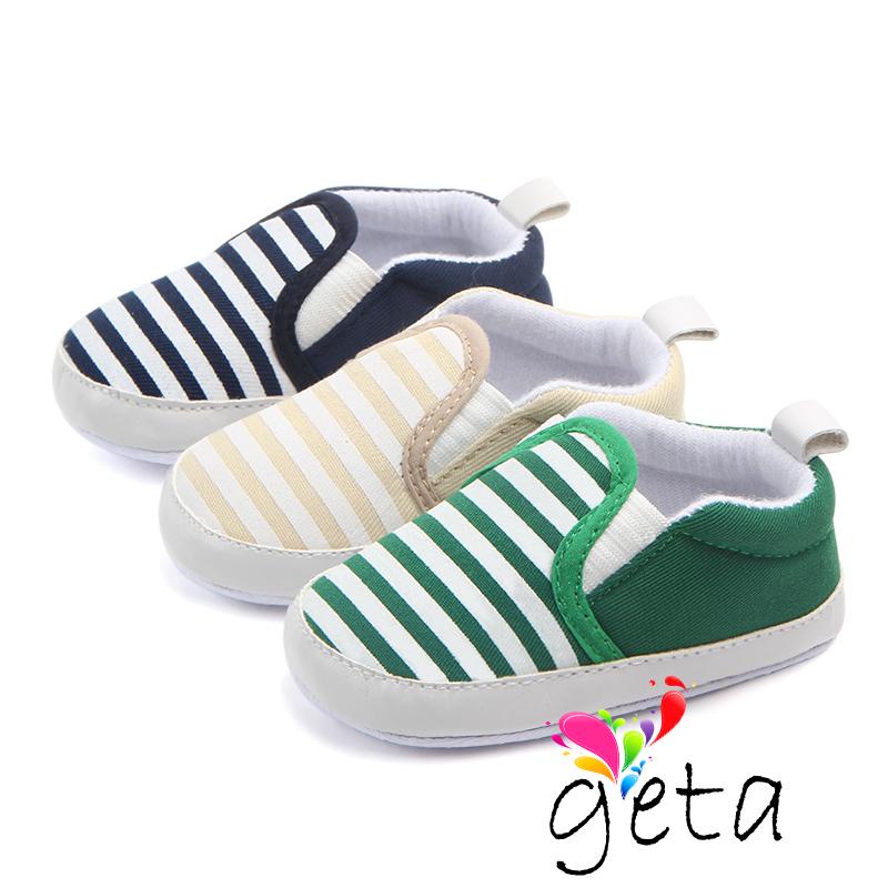 รองเท้าส้นแบน GETA-Baby รองเท้าแตะกันลื่นพิมพ์ลายลายทาง Soft Sole Cute Sole Booties Babies Babies รองเท้าหัดเดินแรก