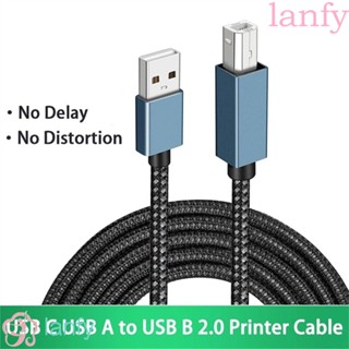 LANFY สายเคเบิลถัก USB C เป็น USB B Type-C ตัวผู้ 2.0