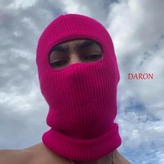 DARON หมวกไหมพรม แบบเต็มหน้า ป้องกันหู 1 รู แฟชั่นฤดูหนาว สําหรับผู้หญิง เล่นสกี