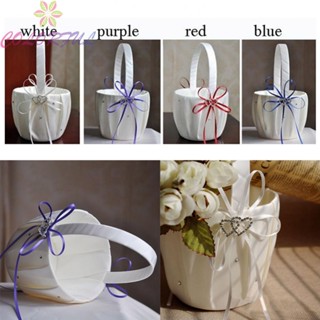 【COLORFUL】Wedding Basket,Flower Basket Flower Girl Basket/With Heart Buckle Satin Ribbons/