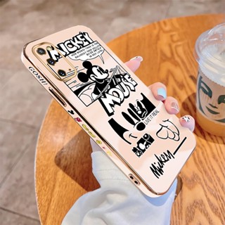 สําหรับ Samsung Galaxy S10 S20 FE Plus Ultra Soft Original Square Edge Mickey Illustration Pattern Cover Casing เคสโทรศัพท์ แบบนิ่ม ชุบหรูหรา