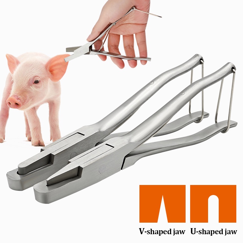 [2แบบ] คีมตัดหูหมู คีมตัดเบอร์หูหมู ตัวV ตัว U สแตนเลสแท้ ใช้ทำสัญลักษณ์หมู คีมสแตนเลสสําหรับหนีบหูหมู คีมคม ตัดง่าย