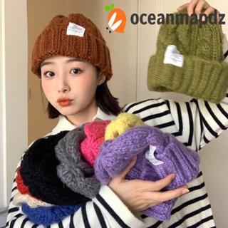 OCEANMAPDZ หมวกบีนนี่ ผ้าถัก ลายตัวอักษร ให้ความอบอุ่น แฟชั่นฤดูใบไม้ร่วง และฤดูหนาว สําหรับผู้หญิง