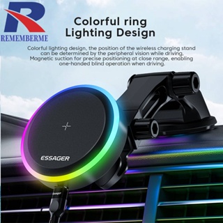 แท่นชาร์จแม่เหล็ก RGB 15W แบบไร้สาย สําหรับรถยนต์