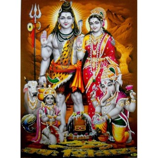 โปสเตอร์ ผ้าแคนวาส พิมพ์ลาย Lord Shiva Family Canvashindu God สําหรับตกแต่งผนัง